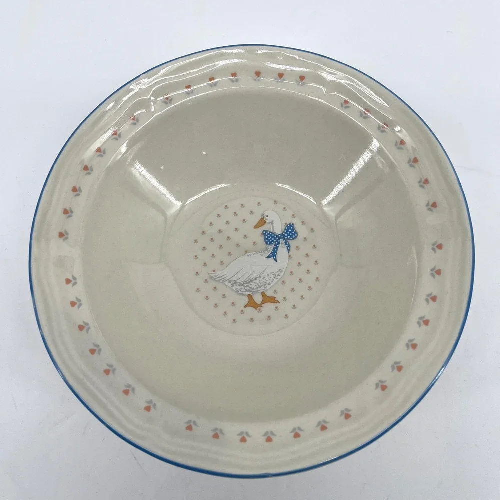Vintage Brick Oven Stoneware Aunt Rhody Goose Cereal Bowls Set of 3 Cottagecore